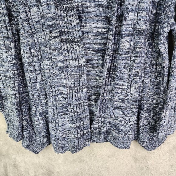 Womens Jason Maxwell Cardigan Knit Sweater Blue Marled Open Front Acrylic 3X - Picture 3 of 11